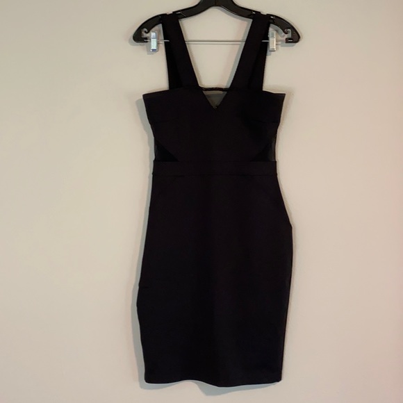 NWOT French Connection Sicily Scuba Black Mesh Waist Cutout Dress  Sz 6 - Picture 3 of 12